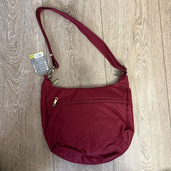 New With tags Travelon Anti-Theft Crossbody Bag, With Matching Wallet, Red - Picture 3 of 7